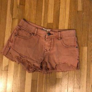 Free people pink jean shorts